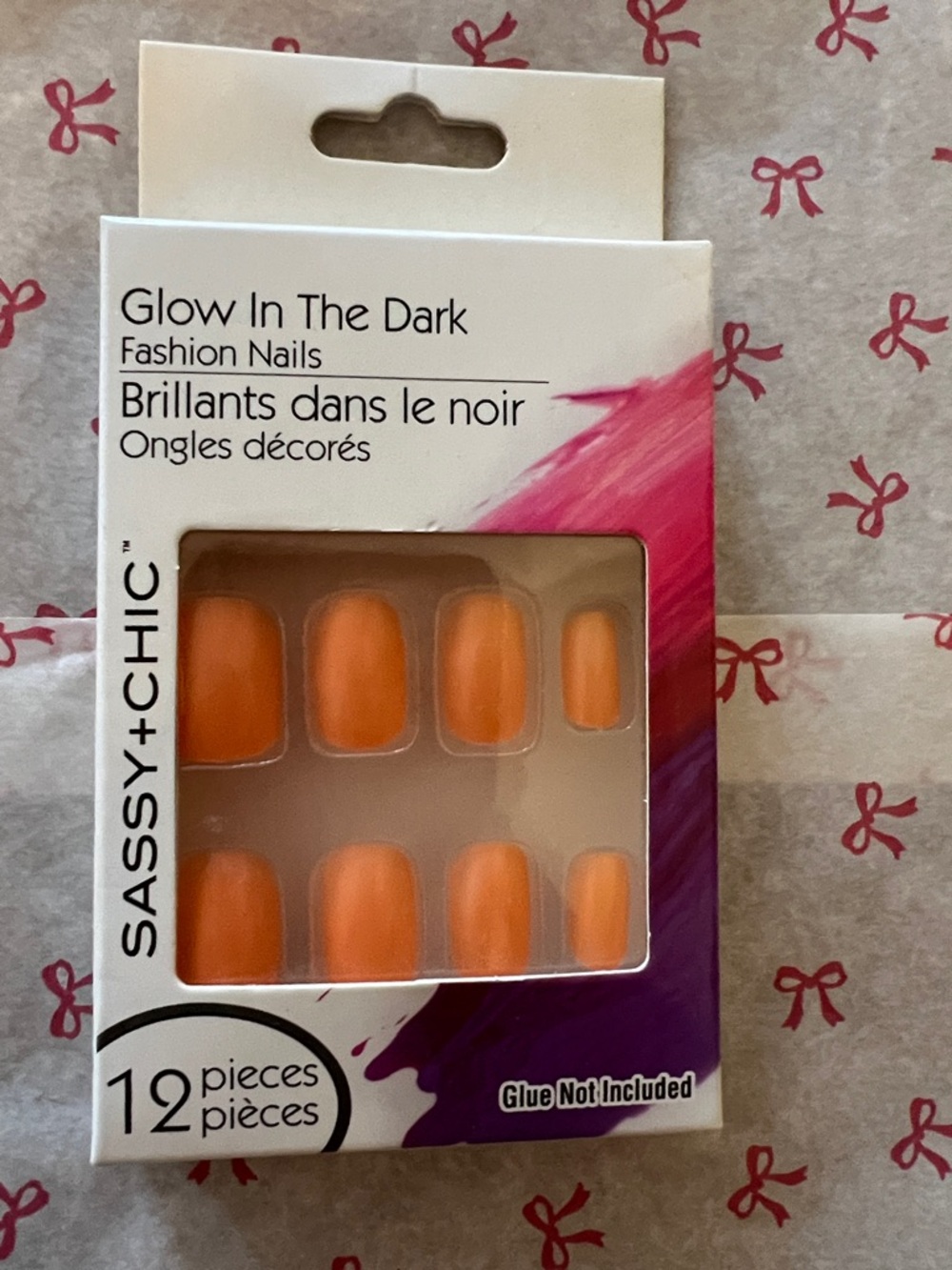 Sassy + Chic Glow-in-the-Dark Orange Fashion Nails